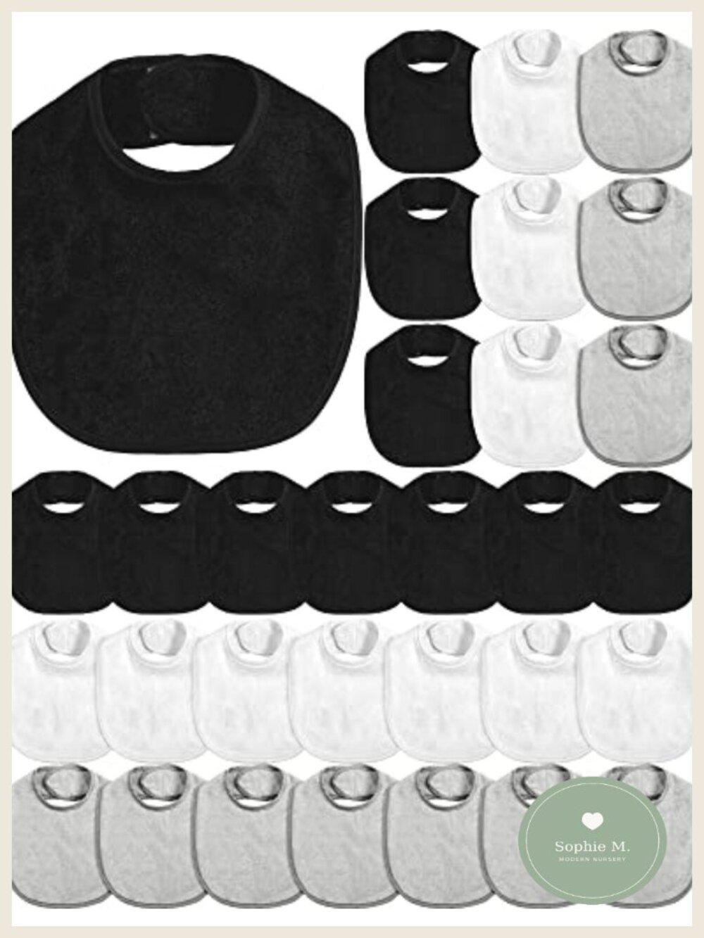 Terry Cotton Baby Bibs 30 Pack Bandana Drool Bibs Adjustable for Newborns